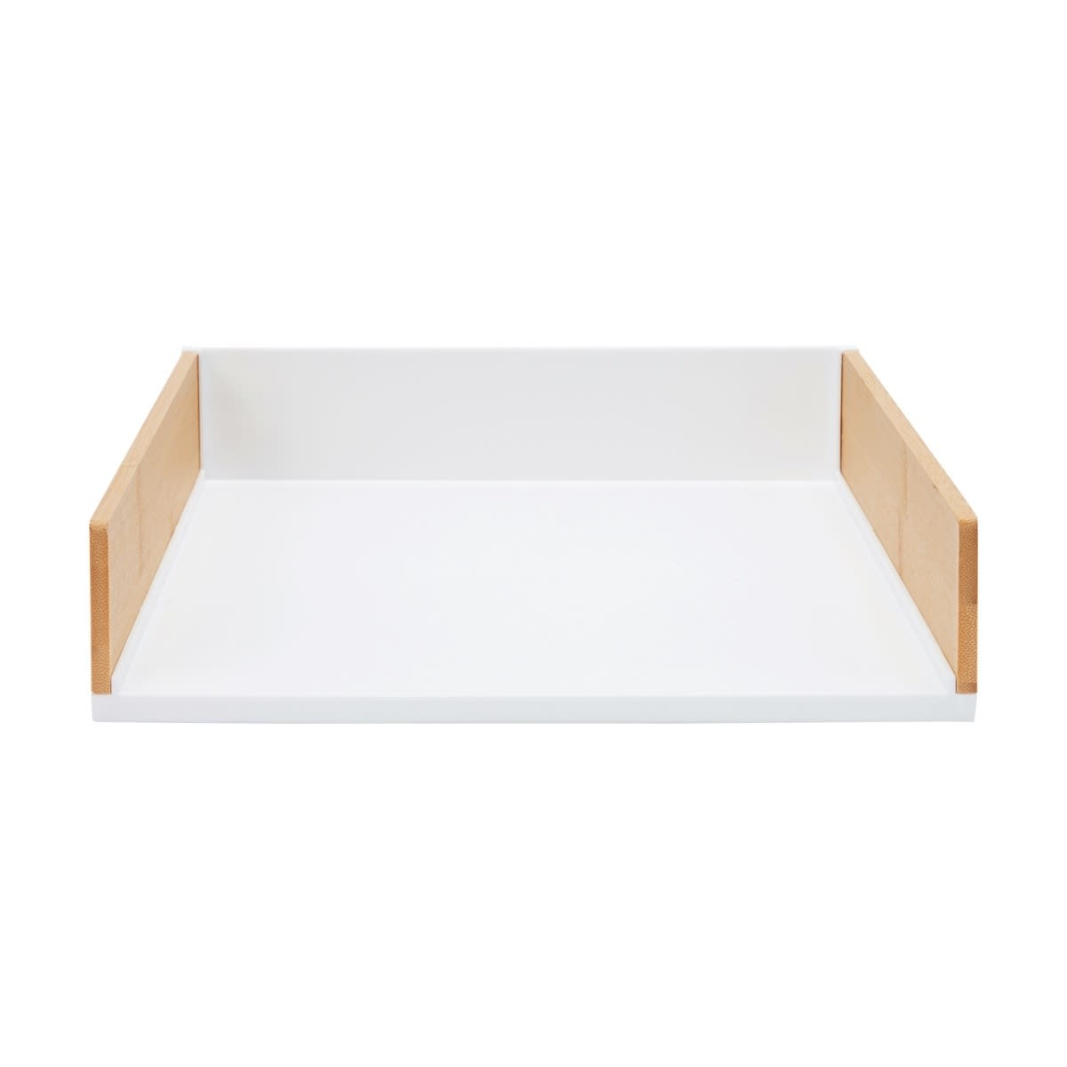 Bamboo and Plastic Desk Tray - White