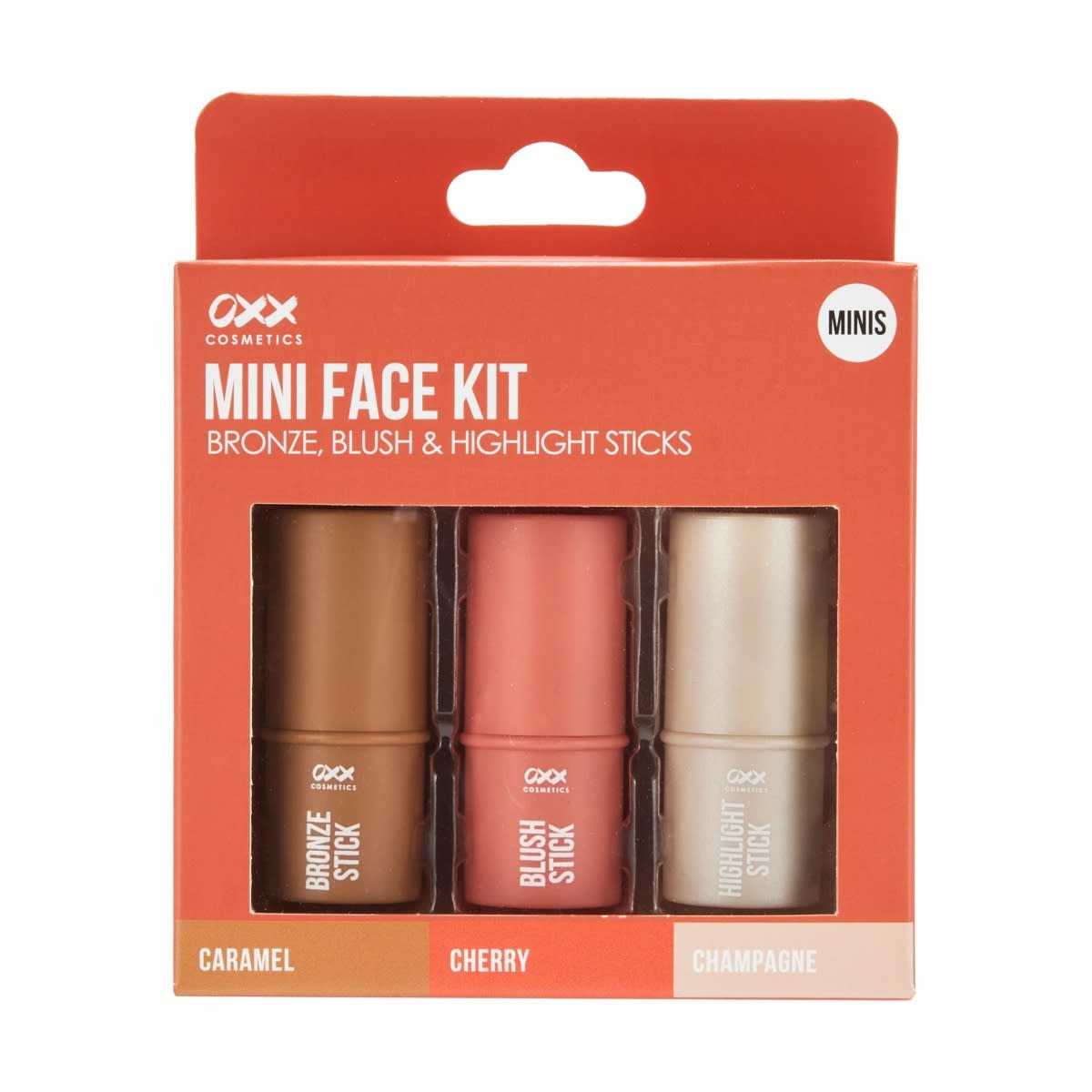 OXX Cosmetics 3 Piece Mini Face Kit - Caramel, Cherry and Champagne
