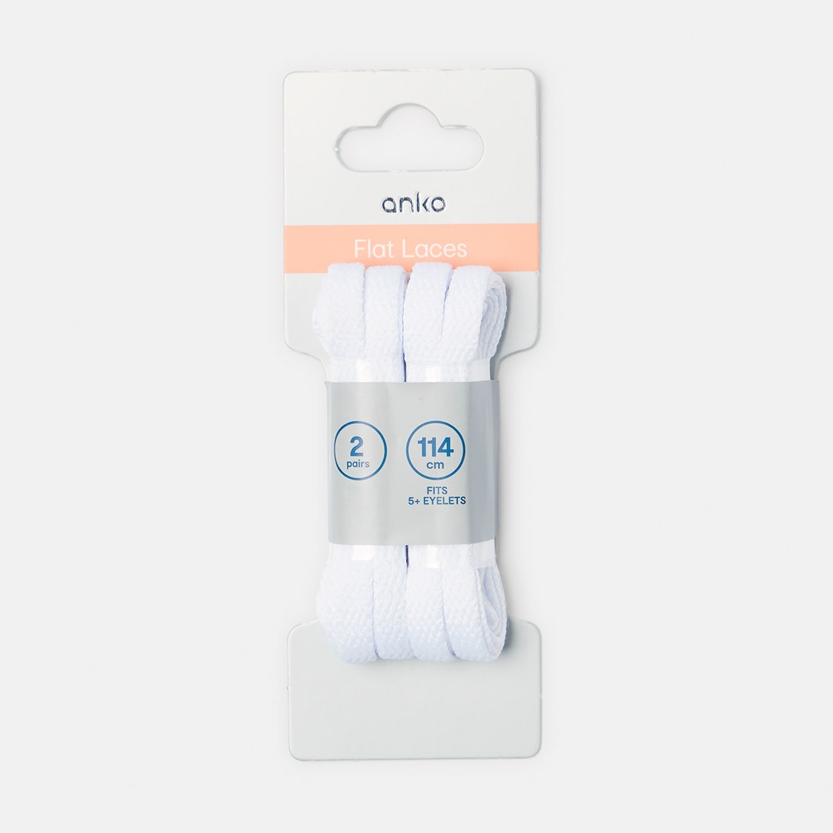 2 Pack Flat Laces - White