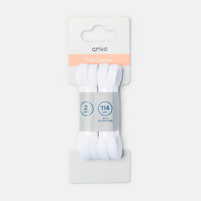 2 Pack Flat Laces - White