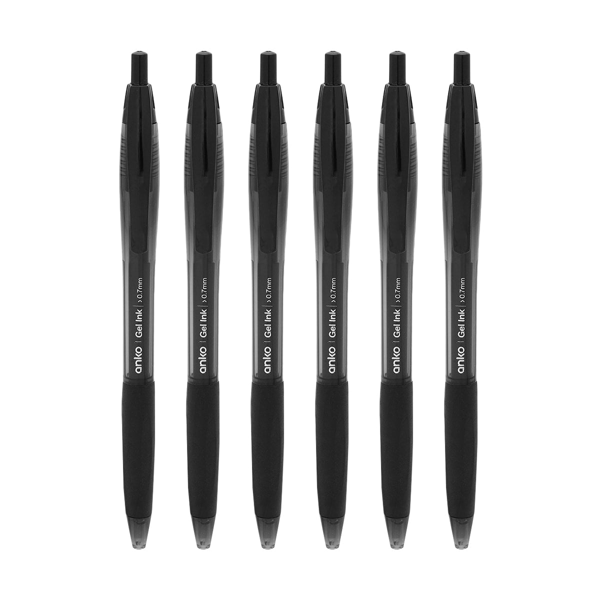 6 Pack Retractable Gel Pens - Black