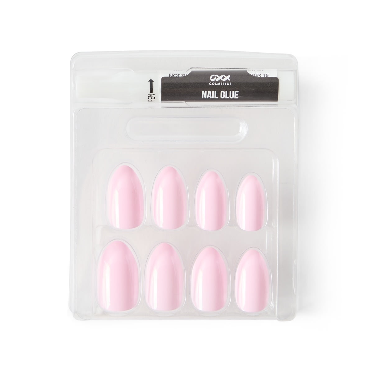 OXX Cosmetics 24 Pack Artificial Nails with Adhesive - Almond Shape, Pink