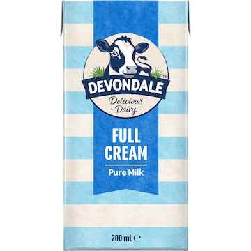 Devondale 100% Pure Full Cream Long Life Milk UHT 200mL x 6 pack