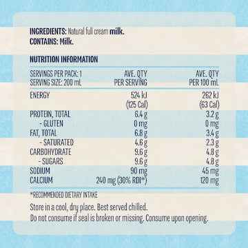 Devondale 100% Pure Full Cream Long Life Milk UHT 200mL x 6 pack