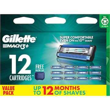 Gillette Mach 3+ Razor Blades 12 pack