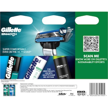 Gillette Mach 3+ Razor Blades 12 pack