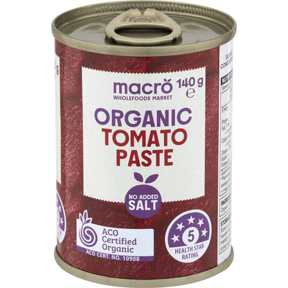 Macro Organic Tomato Paste No Added Salt 140g