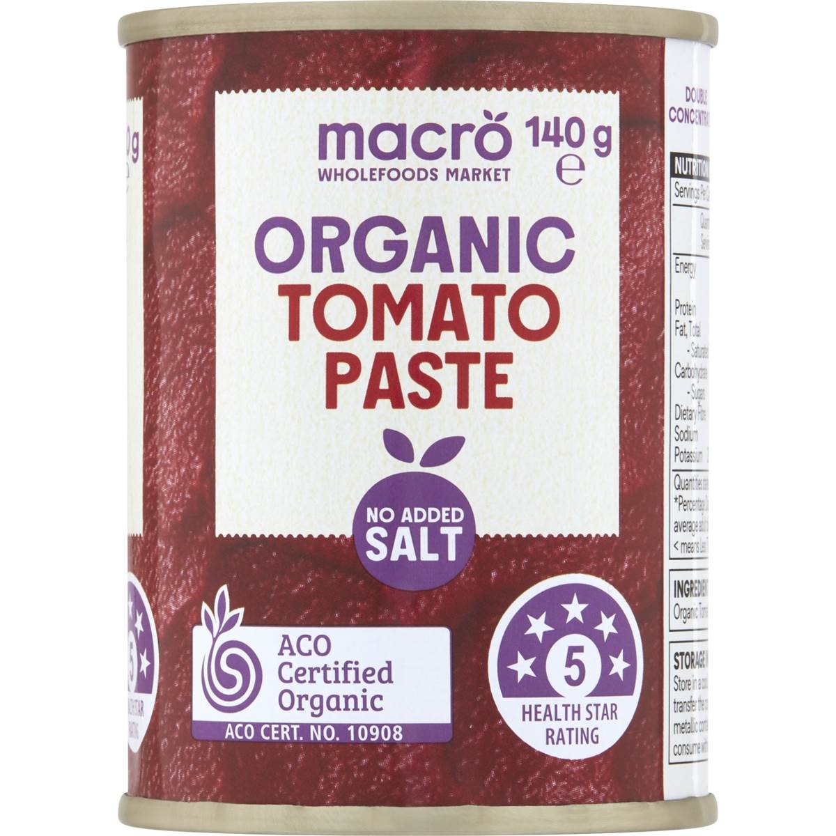 Macro Organic Tomato Paste No Added Salt 140g