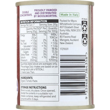Macro Organic Tomato Paste 140g
