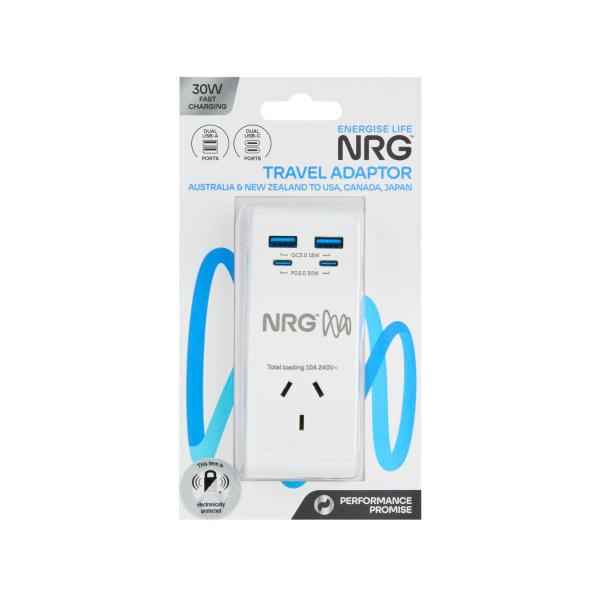 NRG TRAVEL ADAPTOR AU/NZ TO USA- CANADA- JAPAN