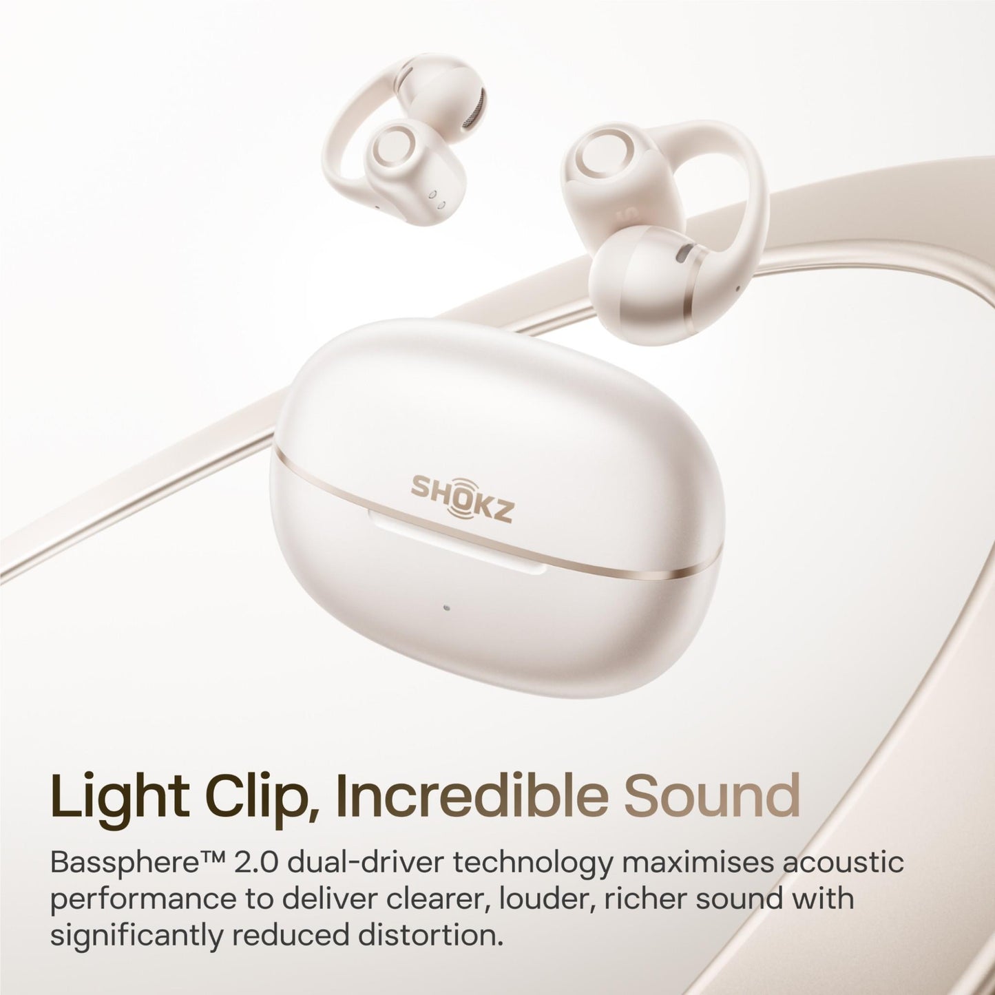 Shokz OpenDots 2 Open-Ear Earbuds (Pearl White)