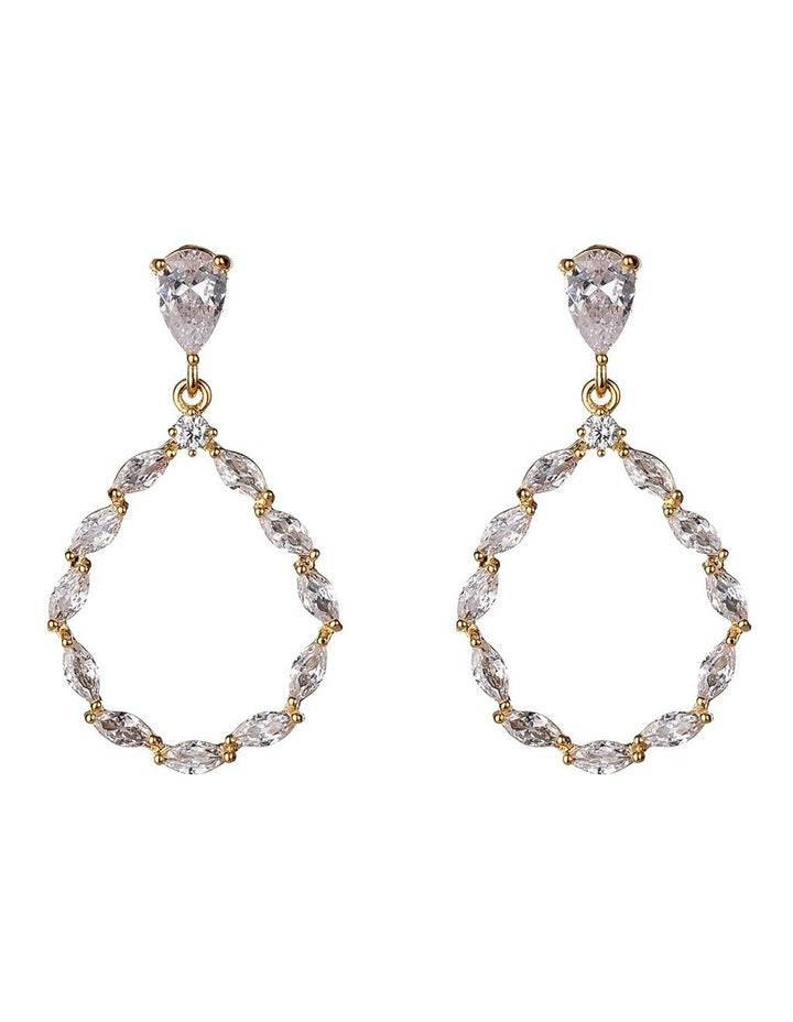 Crystal Gold Teardrop Earring