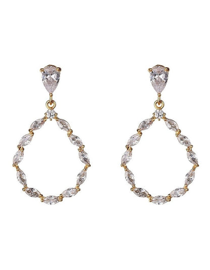 Crystal Gold Teardrop Earring