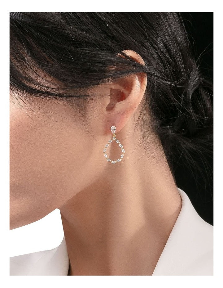 Crystal Gold Teardrop Earring