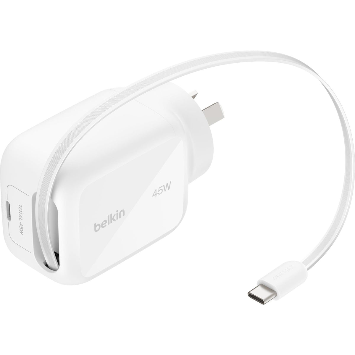 Belkin UltraCharge Retractable GaN Wall Charger 45W