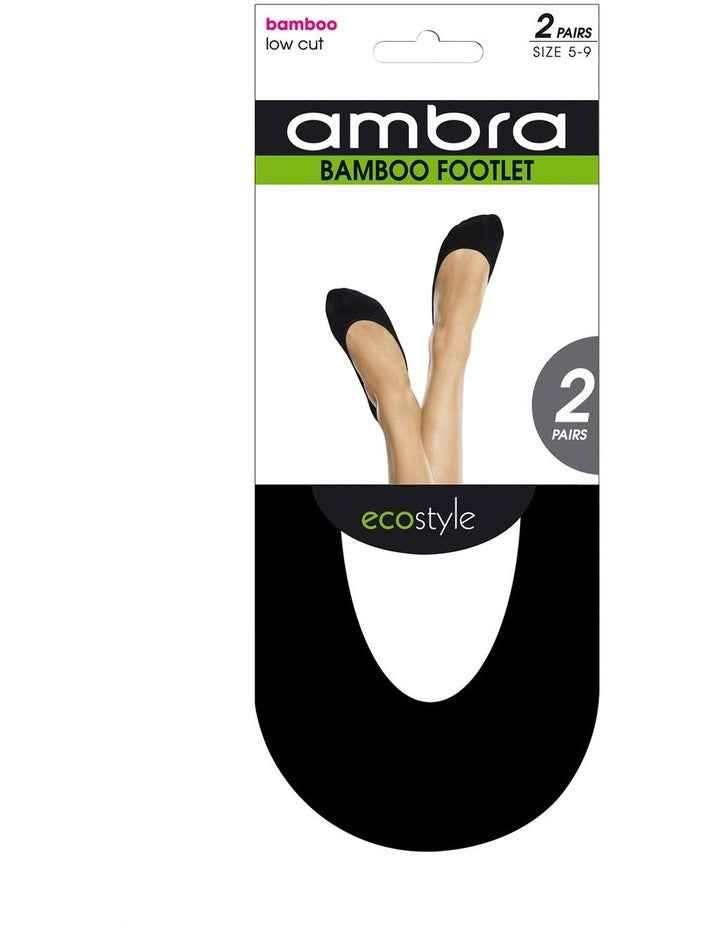 Ecostyle Bamboo Footlet 2 Pair Socks in Black