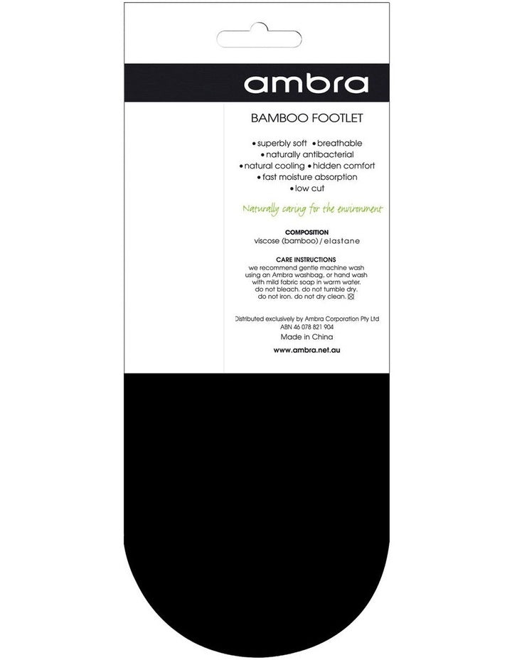Ecostyle Bamboo Footlet 2 Pair Socks in Black
