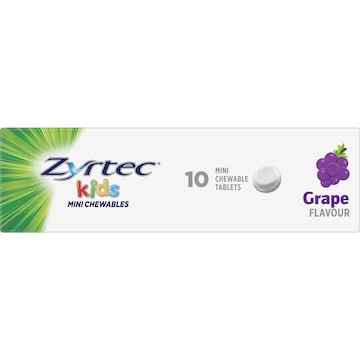 Zyrtec Kids Mini Chewables Grape Hayfever Tablets 10 pack