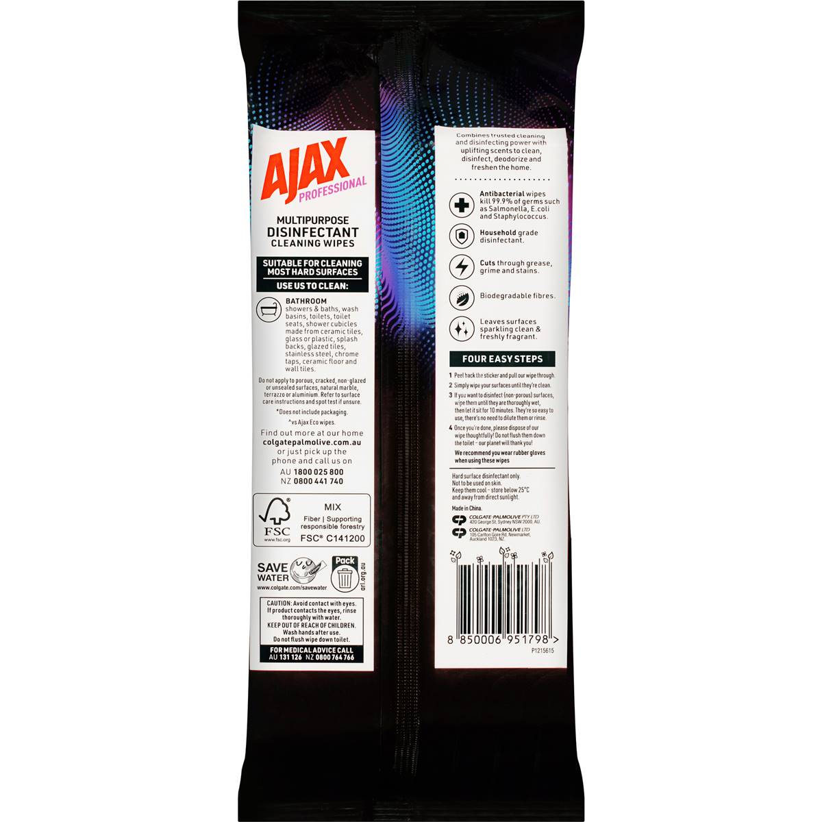 Ajax Professional Bathroom Wipes 90 Pack