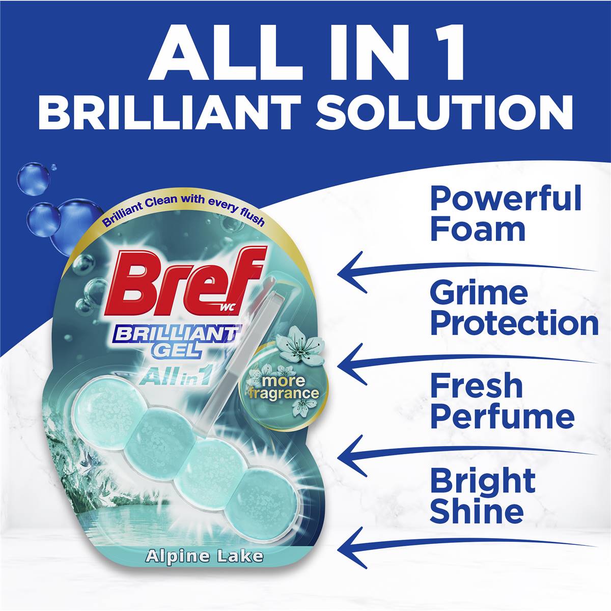 Bref Brilliant Gel Alpine Lake Toilet Cleaner Block 42g