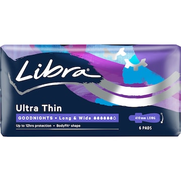 Libra Goodnights Ultra Thin Long & Wide Pads 6 pack