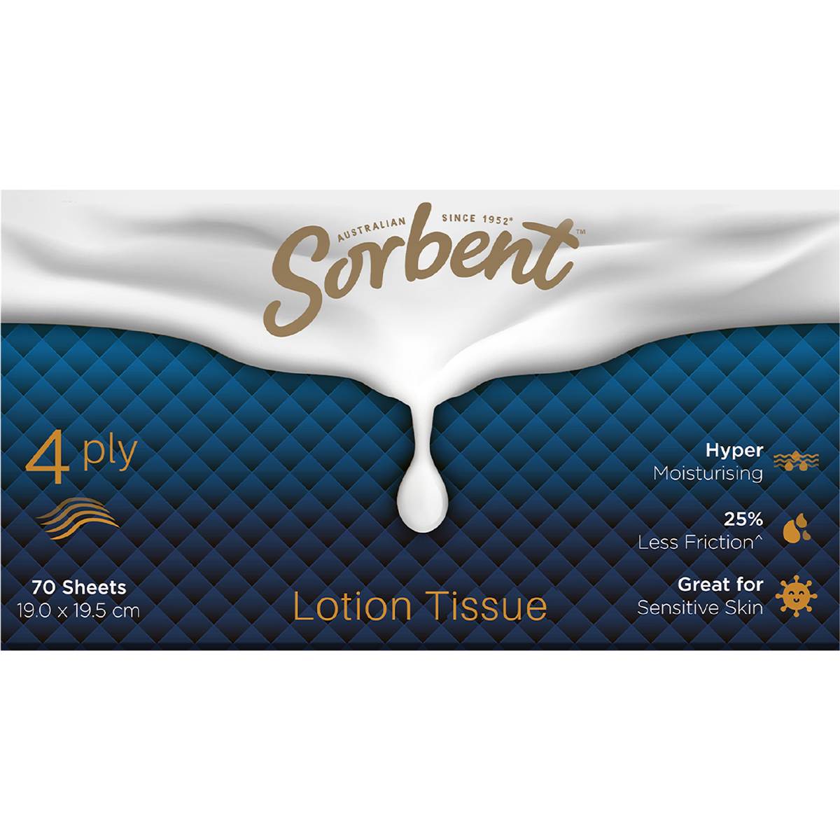 Sorbent Lotion Tissues 4 Ply 70 pack