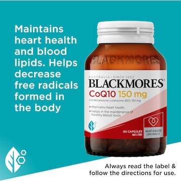 Blackmores CoQ10 150mg Heart & Blood Lipid Health Capsules 90 pack