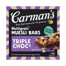 CARMAN'S MULTIGRAIN MUESLI BARS TRIPLE CHOC 5 PACK 150G