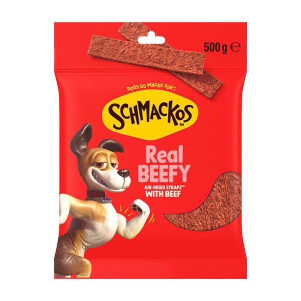 SCHMACKOS STRAPZ DOG TREATS WITH BEEF 500G