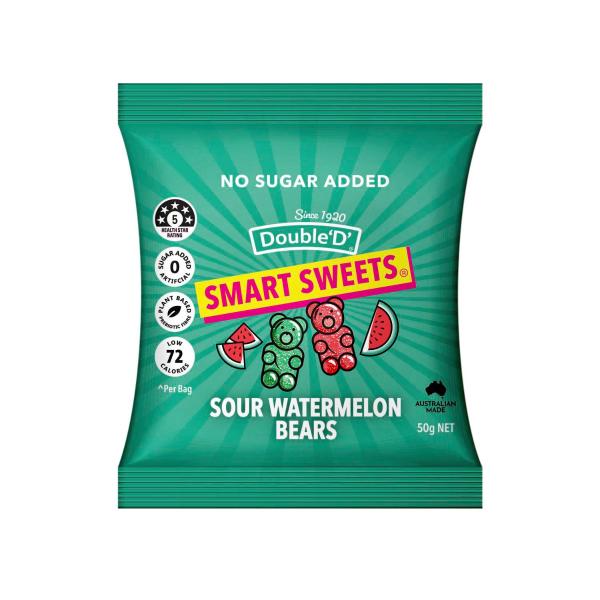 DOUBLE D SMART SWEETS SOUR WATERMELON BEARS 50G