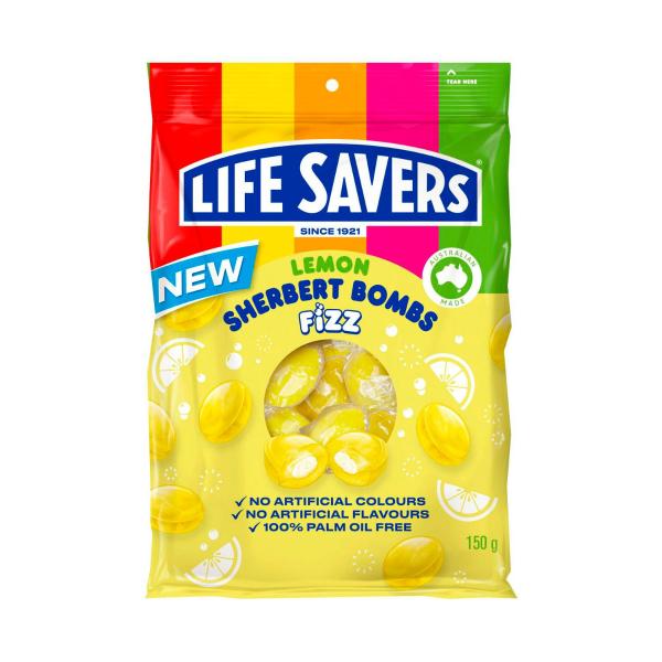 LIFE SAVERS LEMON SHERBERT BOMBS 150G