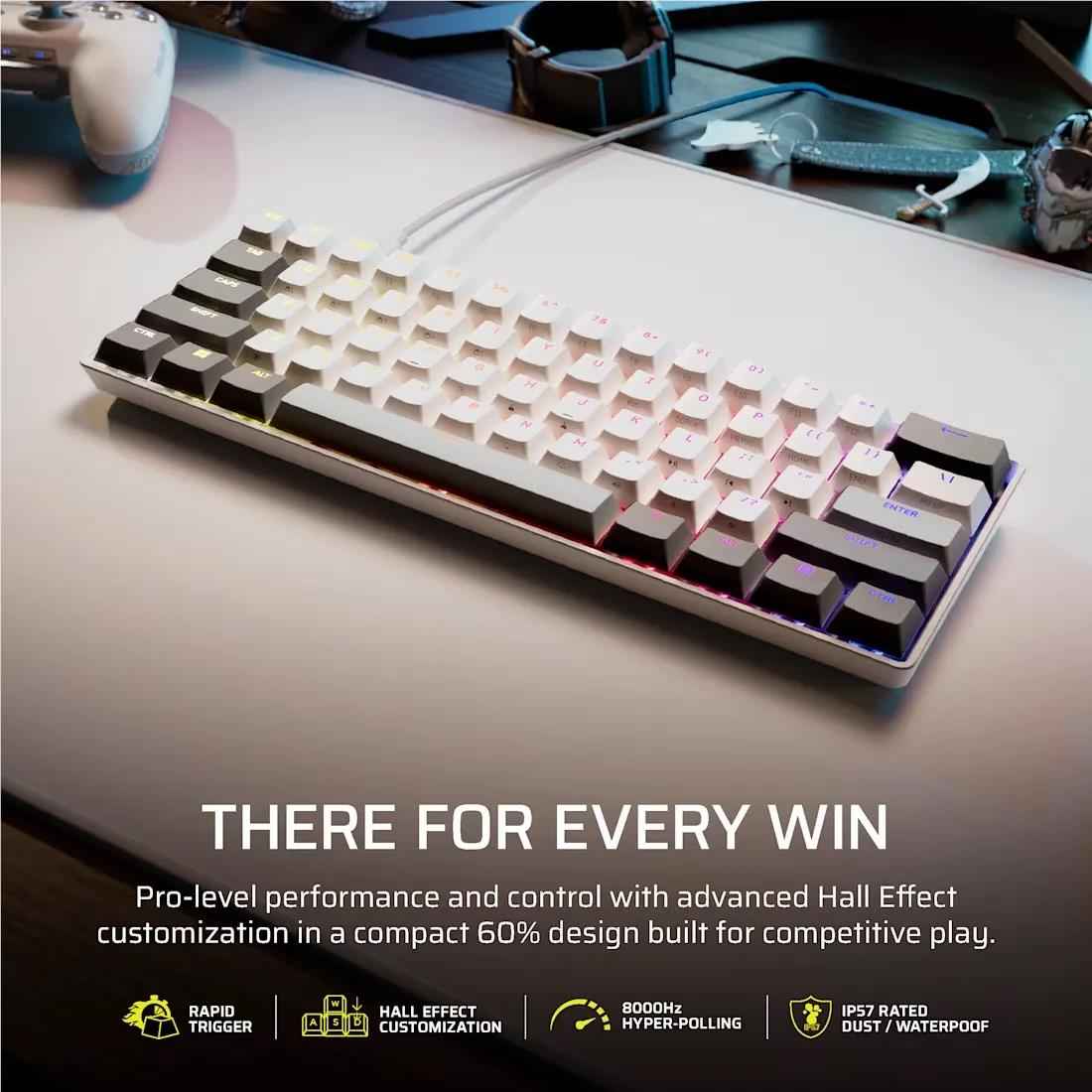 Corsair Clipper PRO MINI 60 Hall Effect Gaming Keyboard (White)