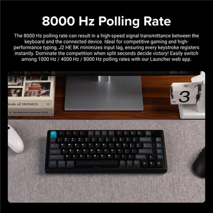 Keychron J2 HE 8K Wired Magnetic Switch Keyboard - Ultra-Fast Lime Magnetic Switch (Black)