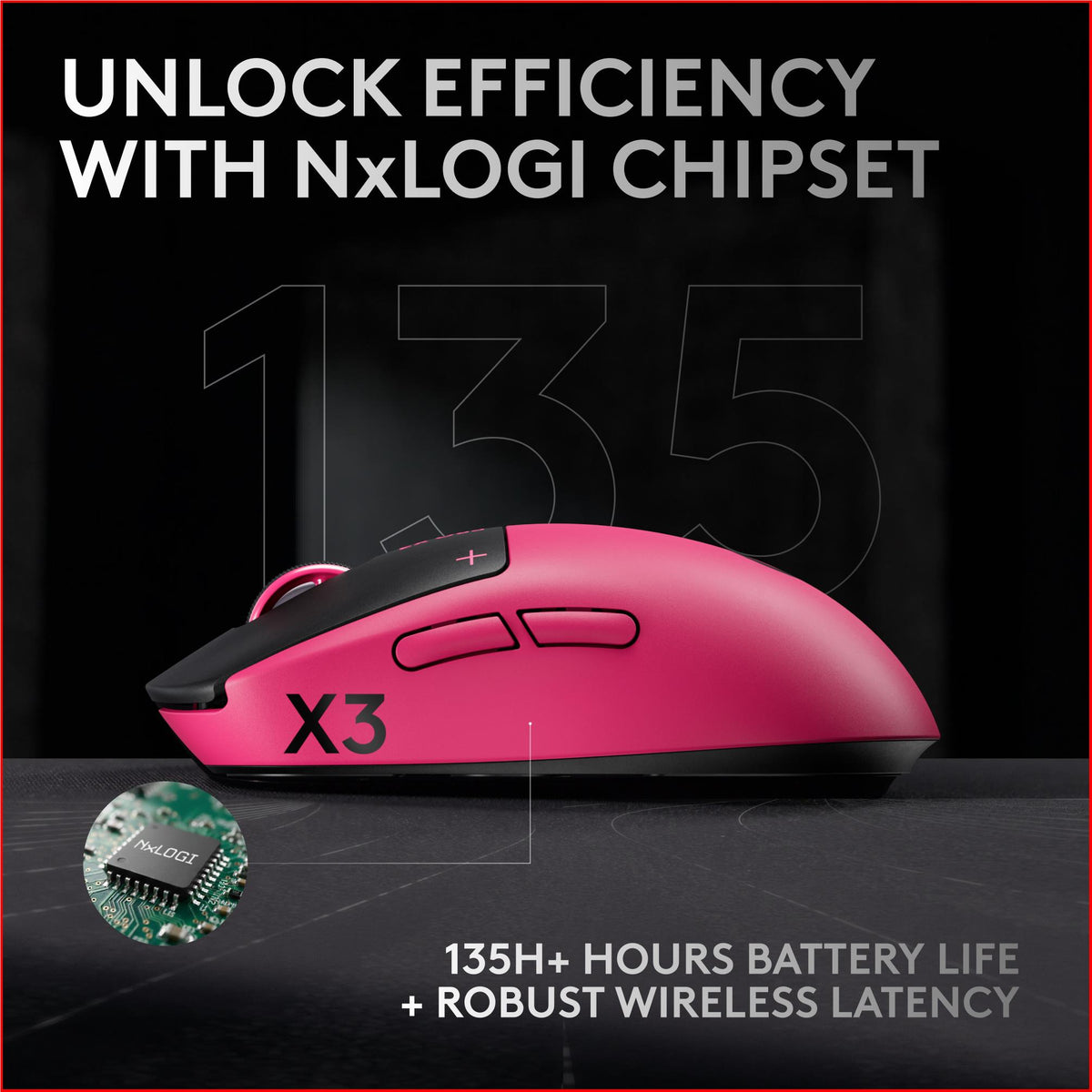 Logitech G Pro X3 Superstrike Gaming Mouse (Magenta Eclipse)