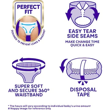 Toddler Pull-Up Nappy Pants, Size 3 (7-11kg), 34 Pack