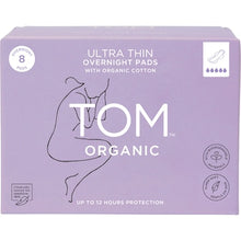 TOM Organic Ultra Thin Overnight Pads 8 pack