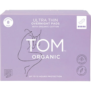 TOM Organic Ultra Thin Overnight Pads 8 pack