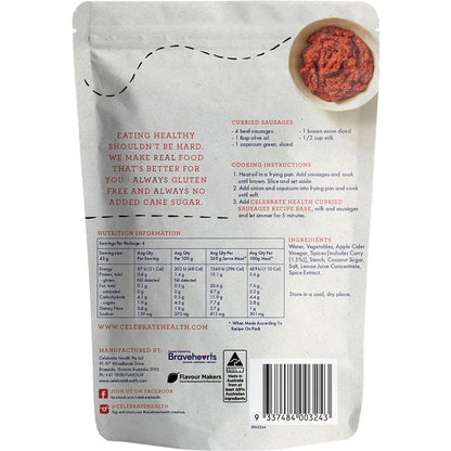Celebrate Health Curried Sausages Recipe Base 175g