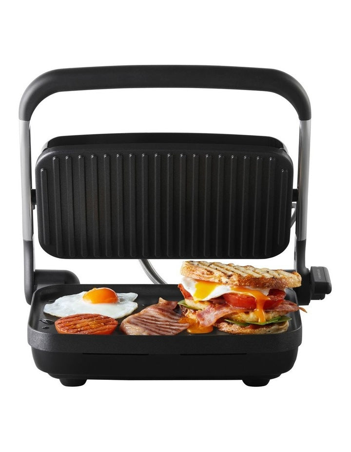 Cafe Style 2-Slice Sandwich Press and Contact Grill in Silver GRM2000SS