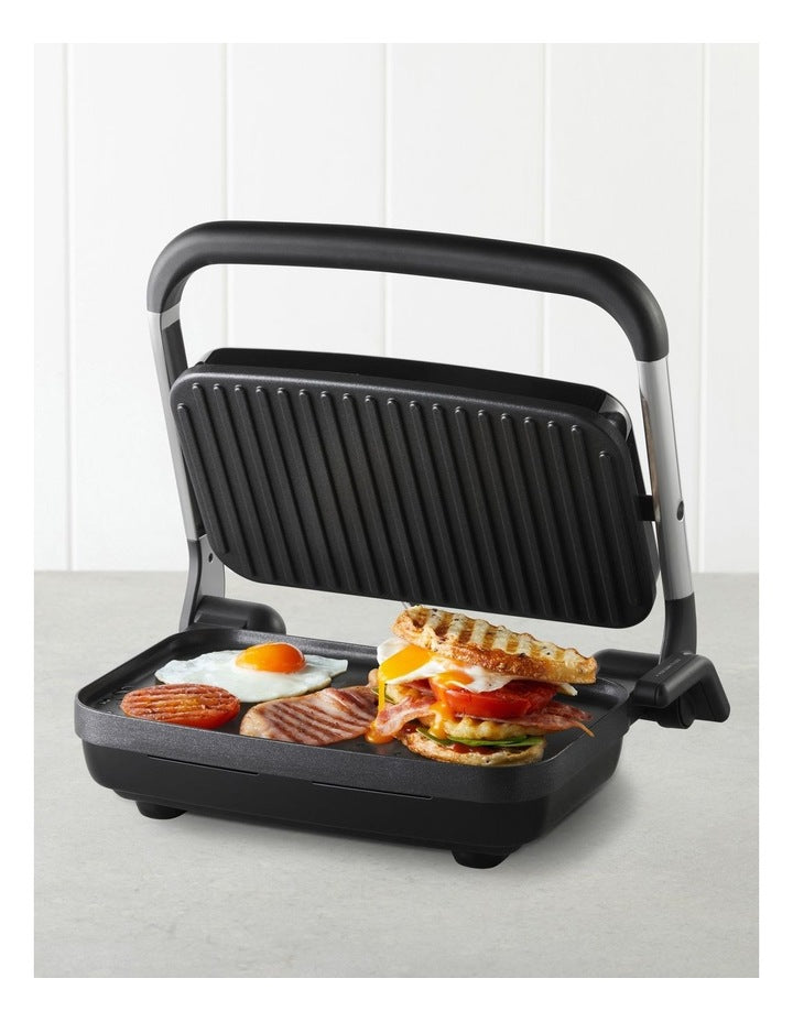 Cafe Style 2-Slice Sandwich Press and Contact Grill in Silver GRM2000SS