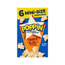 POPPIN MICROWAVE POPCORN TRIPLE BUTTER 6PACK 300G