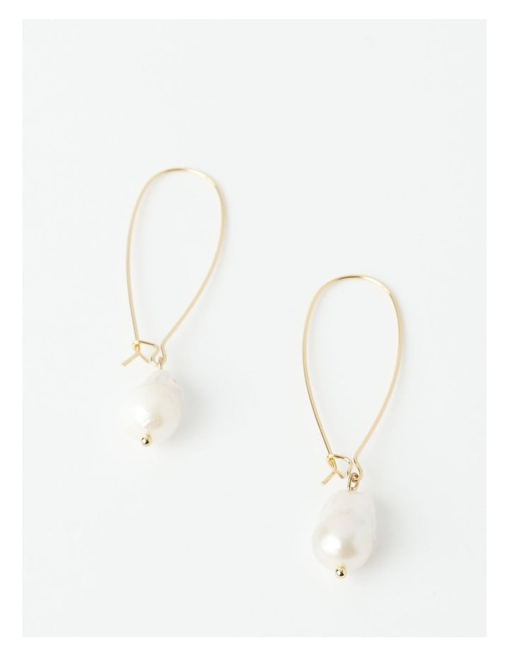Irregular Pearl Fine Drop Earrings in Gold