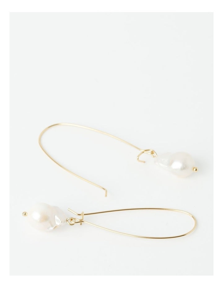 Irregular Pearl Fine Drop Earrings in Gold