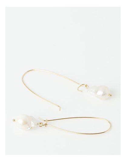 Irregular Pearl Fine Drop Earrings in Gold
