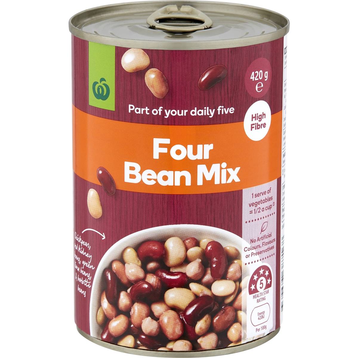 Woolworths Four Bean Mix 420g