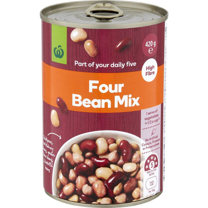 Woolworths Four Bean Mix 420g