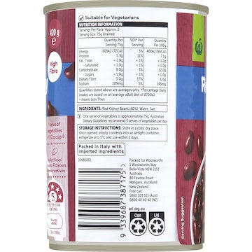 Woolworths Red Kidney Beans 420g