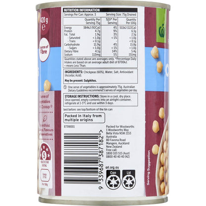 Woolworths Chickpeas 420g