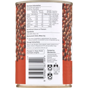 Woolworths Lentils 420g