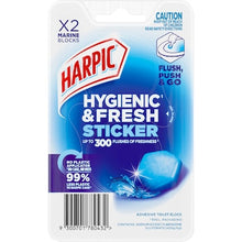 Harpic Hygenic & Fresh Sticker Adhesive Toilet Block Marine 2 pack